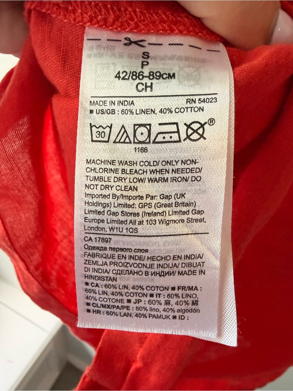 Banana Republic Red Sleeveless Linen Tank- Buttons down the back - Picture 4 of 4